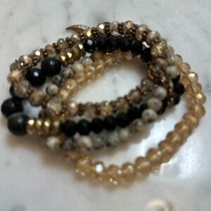 Four bracelet grouping - classic brown and fall beaded ones